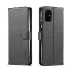 LC.imeeke - LC.IMEEKE Wallet Mobilskal f&ouml;r Samsung Galaxy A71 5G - KonstL&auml;der - Svart