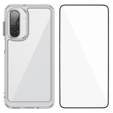 WANLONFENG - WANLONFENG Galaxy A17 Mobilskal Acrylic Med Härdat glas - Transparent