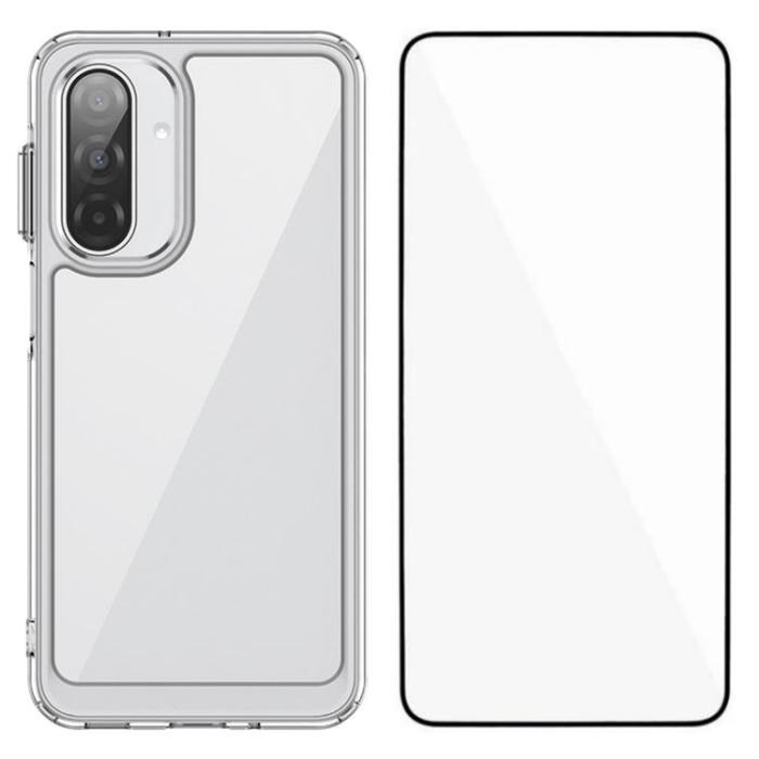 WANLONFENG - WANLONFENG Galaxy A17 Mobilskal Acrylic Med Härdat glas - Transparent