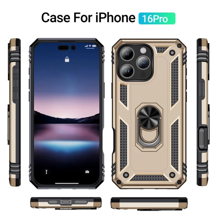 A-One Brand - iPhone 16 Pro Mobilskal med Kickstand - Guld