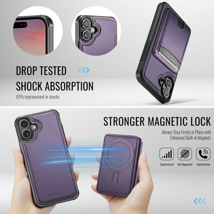 JEEHOOD - JEEHOOD iPhone 17 Fodral Konstläder MagSafe Skydd - Lila