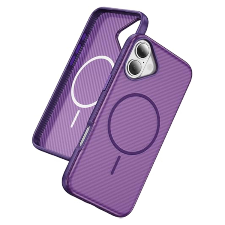 iPhone 17 Mobilskal MagSafe Carbon Fiber Anti-Slip (Lila) | 2353 | AlltMobil