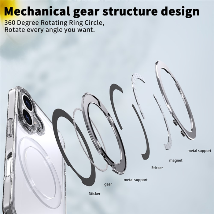 A-One Brand - iPhone 17 Mobilskal Ring Kickstand TPU PC - Transparent