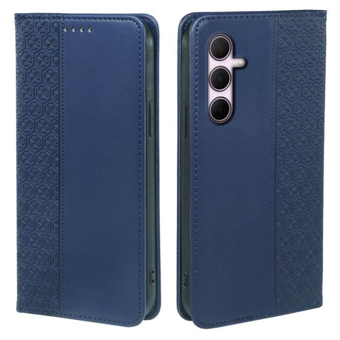 OEM - Samsung Galaxy S26 Fodral Fyrklöver Äkta Läder Flip - Blå