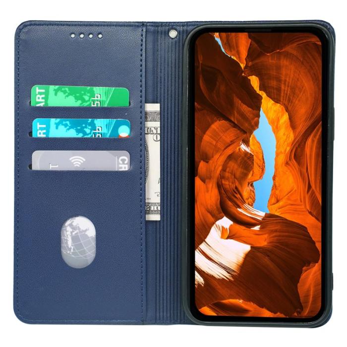 OEM - Samsung Galaxy S26 Fodral Fyrklöver Äkta Läder Flip - Blå