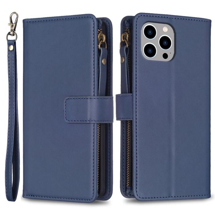 OEM - iPhone 15 Pro Max Plånboksfodral Zipper Flip - Blå