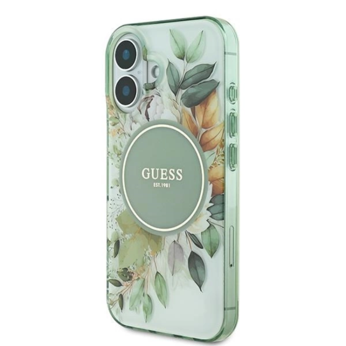 Guess - Guess iPhone 16 Plus Mobilskal MagSafe IML Flower & Tonal Circle