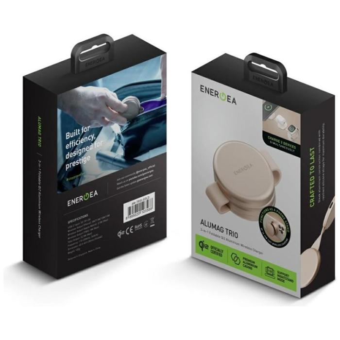 ENERGEA - Energea Qi2 3in1 MagSafe Trådlös Laddare Apple 15W Alumag Trio - Guld
