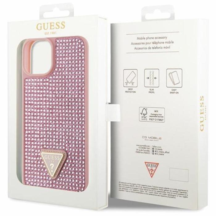 Guess - Guess iPhone 14 Plus Mobilskal Rhinestone Triangle - Rosa