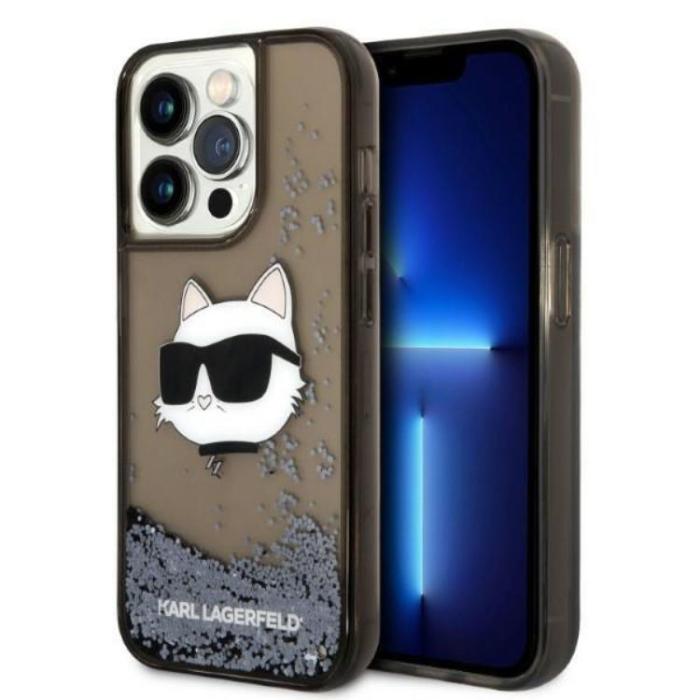 KARL LAGERFELD - Karl Lagerfeld iPhone 14 Pro Skal Glitter Choupette Head - Svart