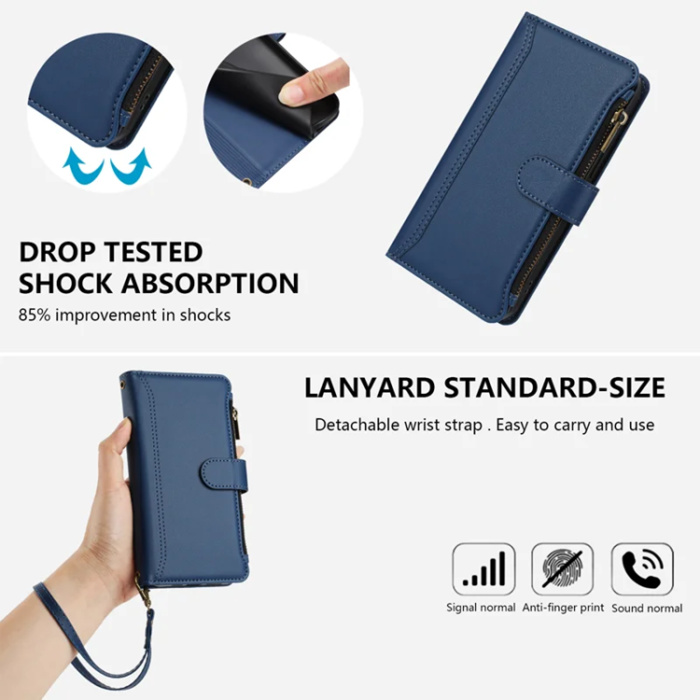 A-One Brand - iPhone 17 Pro Max Plånboksfodral 9 Kortfack - Mörkblå