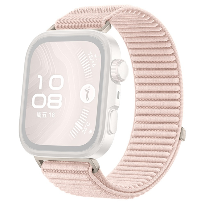 A-One Brand - Huawei Watch Fit 4/Fit 4 Pro Armband Magic Tape Nylon - Milkshake Rosa