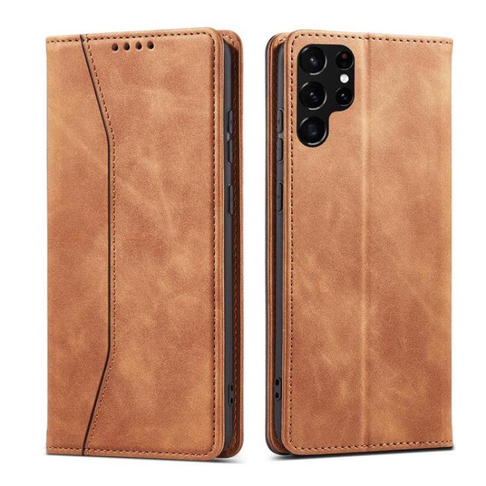 OEM - Galaxy S22 Ultra Plånboksfodral Magnet Fancy - Brun