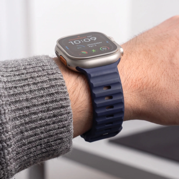 Tech-Protect - Tech-Protect Armband För Apple Watch (44/45/46/49mm) Silikon Line - Atlantic Blå