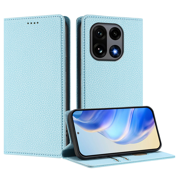 OnePlus 15 Plånboksfodral RFID-Skydd Litchi Konstläder (Babyblå) | 2353 | AlltMobil