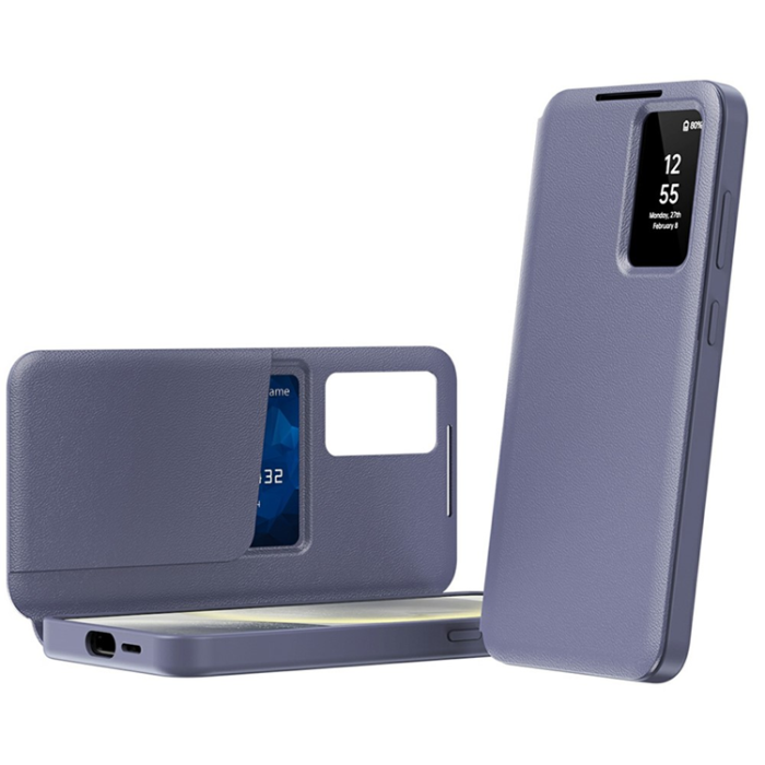 A-One Brand - Galaxy A56 5G Plånboksfodral View Window Läder - Lavendelgrå
