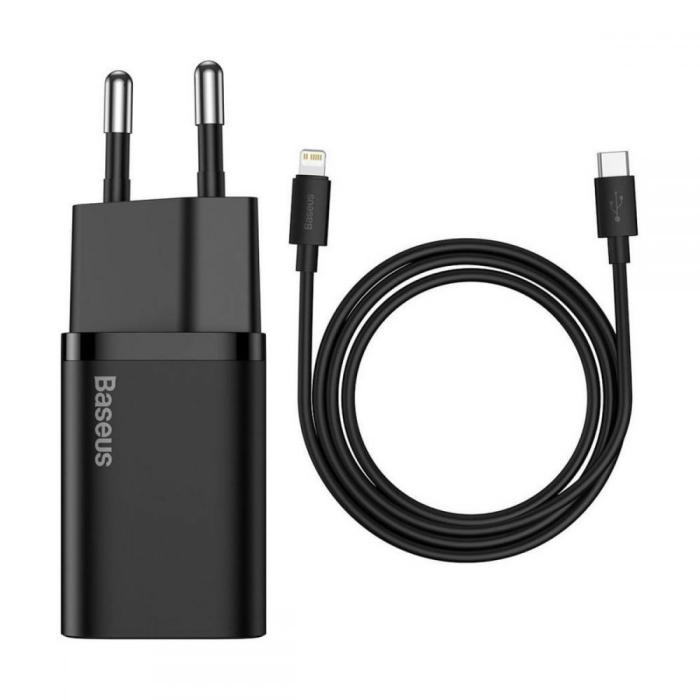 BASEUS - Baseus Super snabbladdare 20W + Lightning Kabel - Svart