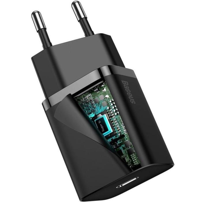 BASEUS - Baseus Super snabbladdare 20W + Lightning Kabel - Svart