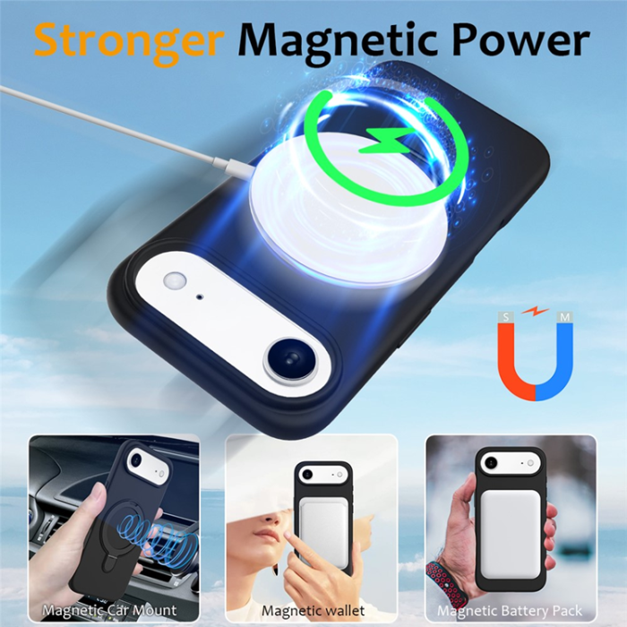 A-One Brand - iPhone Air Mobiskal MagSafe Kickstand PC + Silikon - Svart