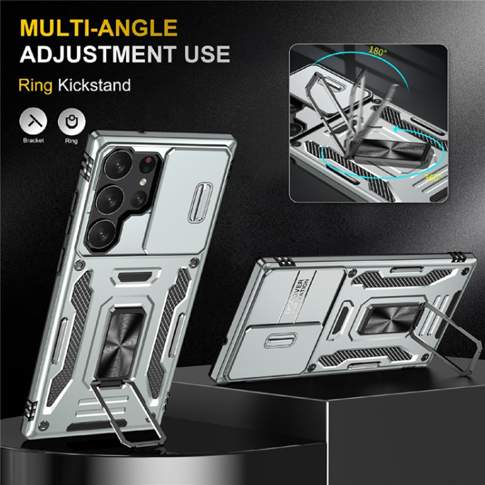 A-One Brand - Galaxy S25 Ultra Mobilskal Kickstand Slide - Grå
