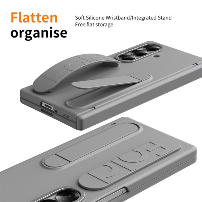 A-One Brand - Galaxy Z Fold 7 Mobilskal Kickstand Armband - Grå