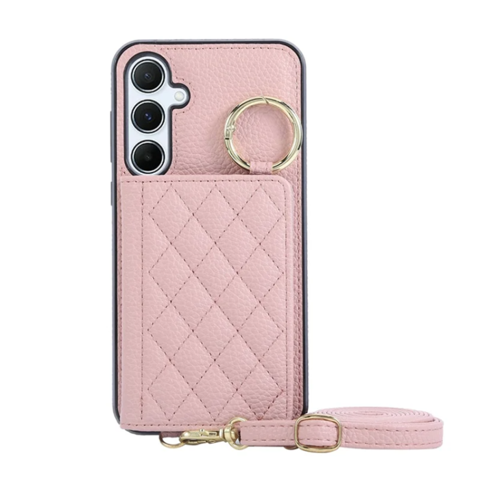 A-One Brand - Galaxy A17 5G/4G Mobilskal Korthållare Kickstand Rhombus - Rosa