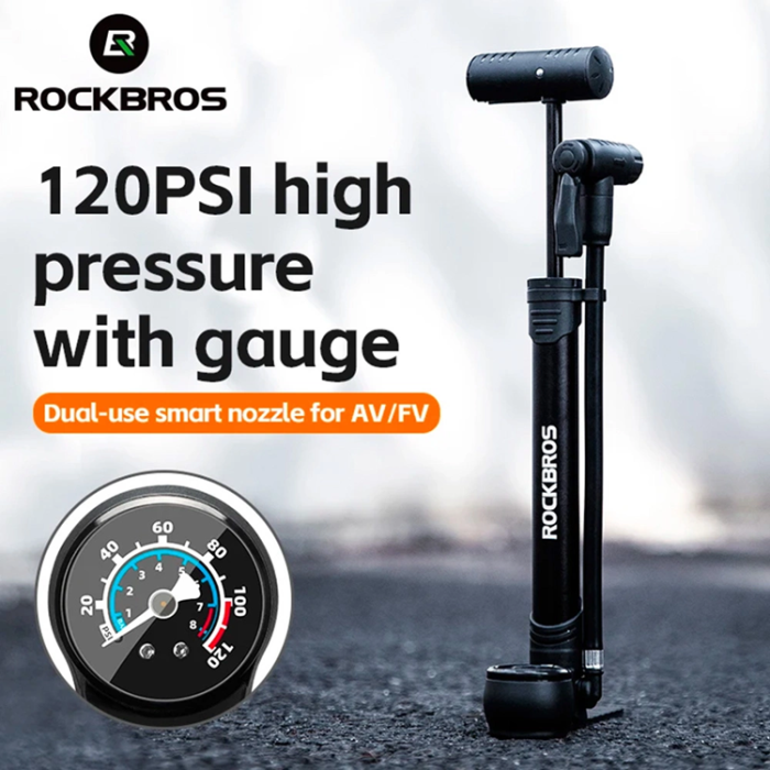 Rockbros - Rockbros Cykelpump med tryckmätare - Svart