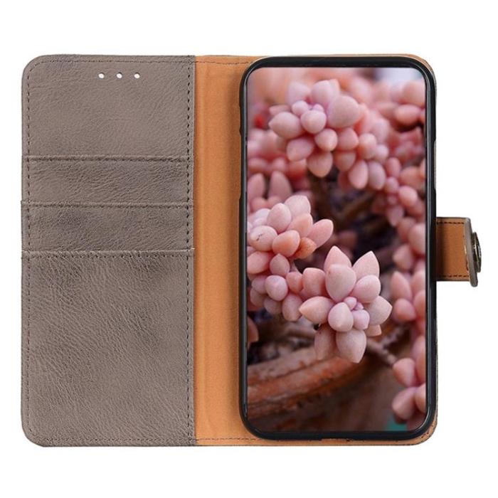 KHAZNEH - KHAZNEH OnePlus 10T 5G Plånboksfodral PU Läder - Grå