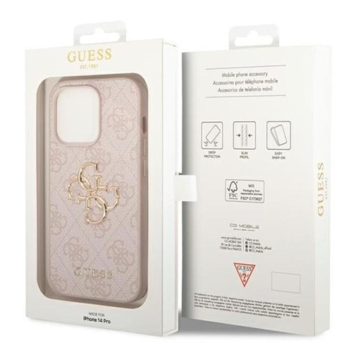 Guess - GUESS iPhone 14 Pro Max Skal Big Metall Logo - Rosa