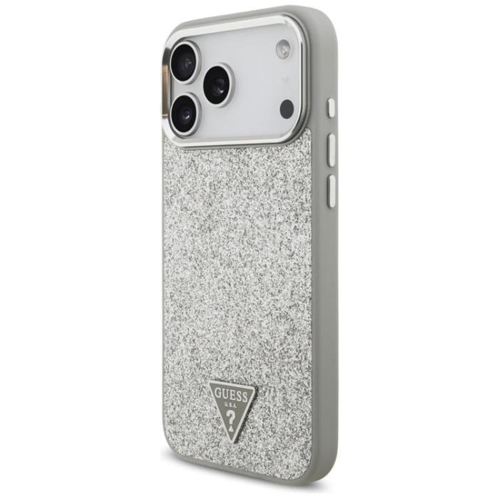 Guess - Guess iPhone 17 Pro Max Mobilskal MagSafe Glitter Triangle Logo - Silver