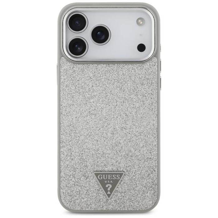 Guess - Guess iPhone 17 Pro Max Mobilskal MagSafe Glitter Triangle Logo - Silver