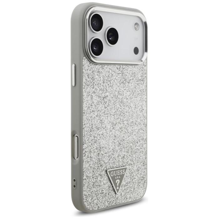 Guess - Guess iPhone 17 Pro Max Mobilskal MagSafe Glitter Triangle Logo - Silver
