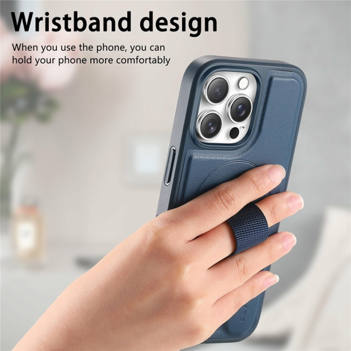 CASENEO - CASENEO iPhone 16 Pro Max Mobilskal MagSafe med Handrem - Blå