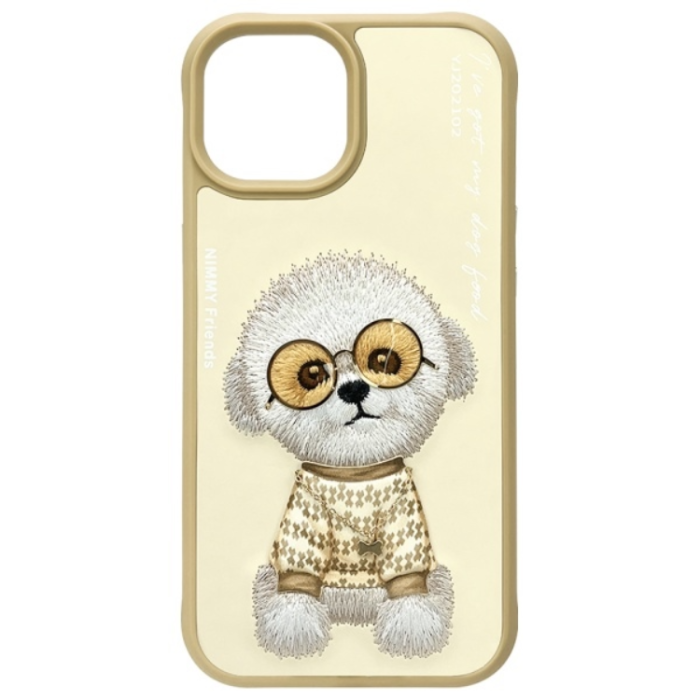 NIMMY - Nimmy iPhone 15 Mobilskal Glasses Cool Dog - Khaki