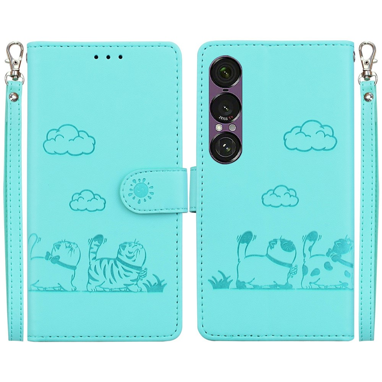 Sony Xperia 1 VII Plånboksfodral RFID Kitten Pattern - Grön | 2353 | AlltMobil