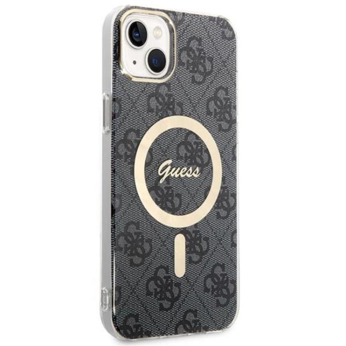 Guess - GUESS iPhone 14 Magsafe Skal Print + Trådlös Laddare - Svart