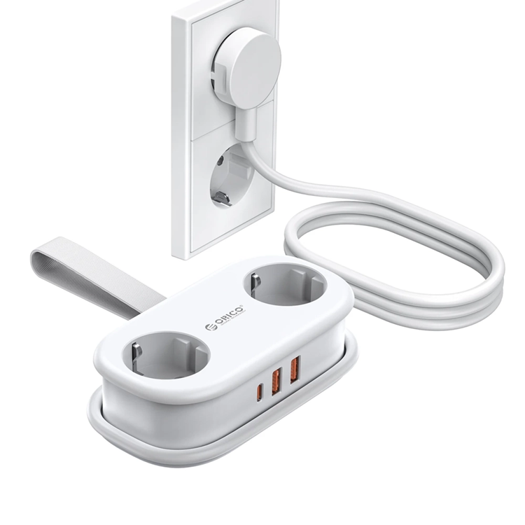 Orico 5in1 Grenuttag 20W GaN 2xUSB-A 1xUSB-C 2xAC AP3 - Vit | 505295 | AlltMobil