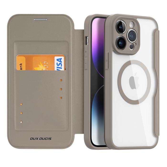 UTGATT1 - Dux Ducis iPhone 14 Pro Plånboksfodral Magsafe Skin X Pro - Beige