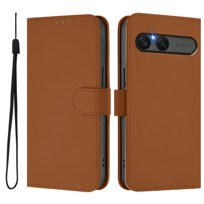 A-One Brand - Sony Xperia 10 VII Plånboksfodral Solid color Läder - Brun