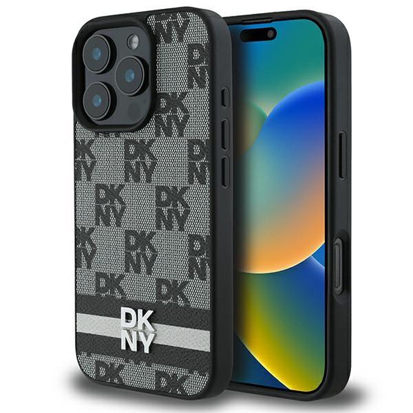 DKNY iPhone 16 Pro Max Mobilskal Checkered Pattern Printed Stripes - Svart | 2353 | AlltMobil