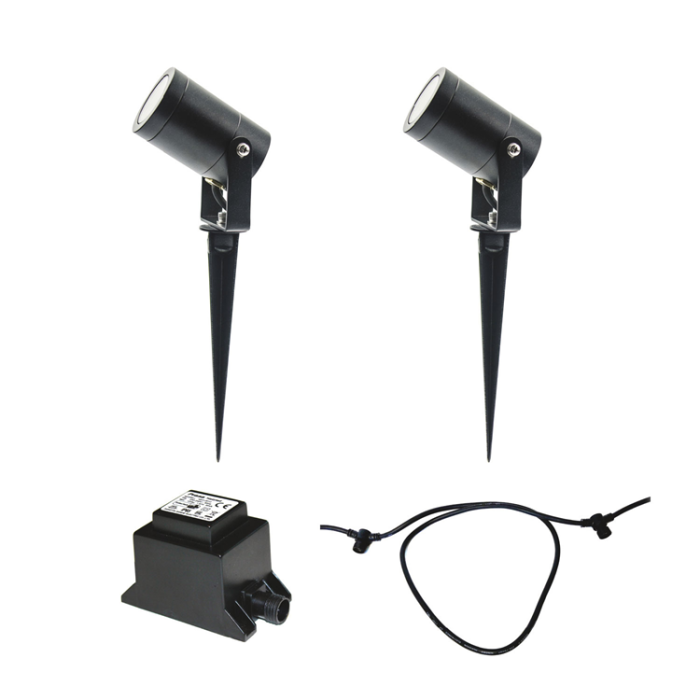 LightsOn - LightsOn Luna Startpaket 2 x Trädgårdsspot Svart