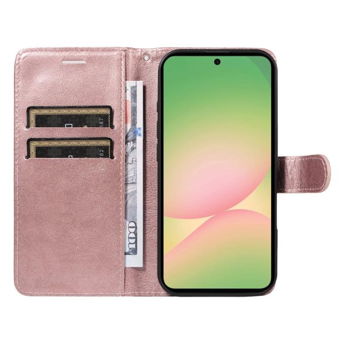 OEM - Samsung Galaxy A57 Plånboksfodral Konstläder Med Rem - Roséguld