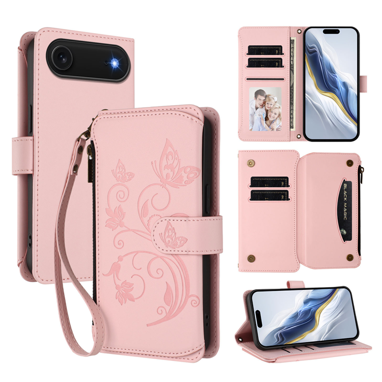 iPhone Air Plånboksfodral Butterfly Floral Imprint - Rosa | 2353 | AlltMobil