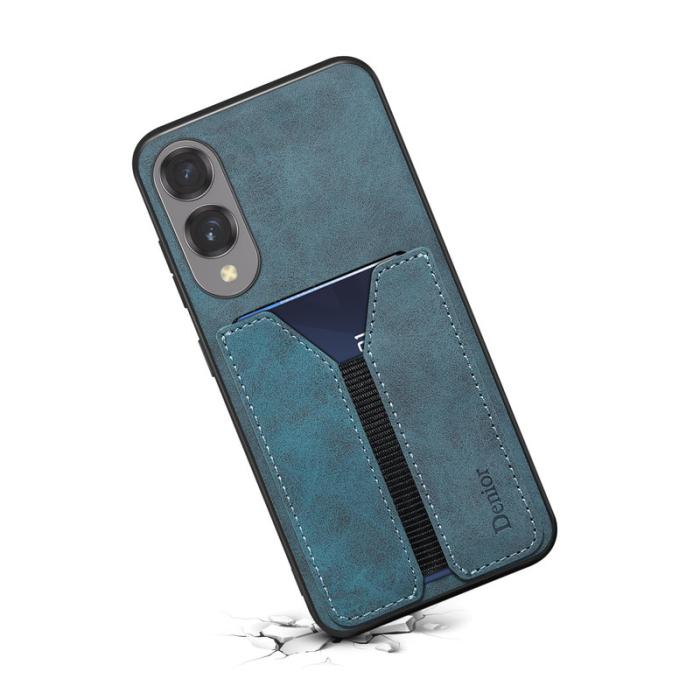 DENIOR - DENIOR Samsung Galaxy S25 Edge Fodral Elastisk Kortficka KonstLäder Blå