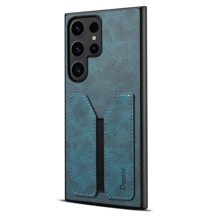 DENIOR - DENIOR Samsung Galaxy S25 Ultra Fodral Elastisk Kortficka KonstLäder Blå