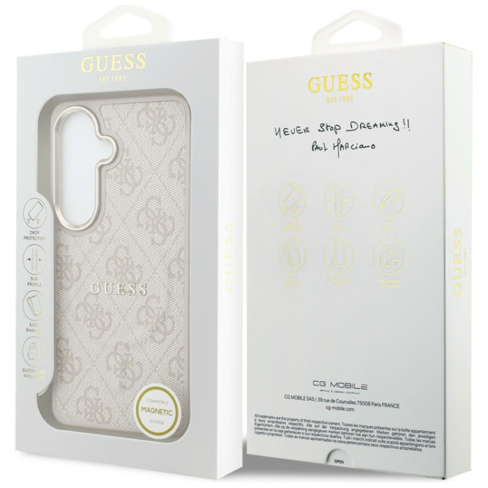 Guess - Guess Mobilskal För Galaxy S26 Plus MagSafe 4G Embossed Ring - Rosa