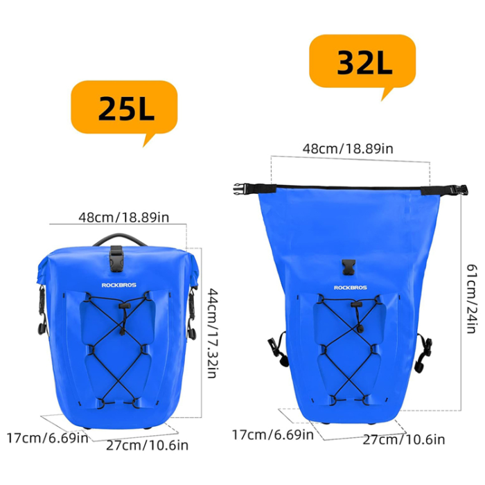 Rockbros - Rockbros Vattentät Cykelväska 25-32L - Blå