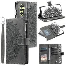 OEM - Samsung Galaxy S26 Pl&aring;nboksfodral Mandala Blomm&ouml;nster Konstl&auml;der - Gr&aring;