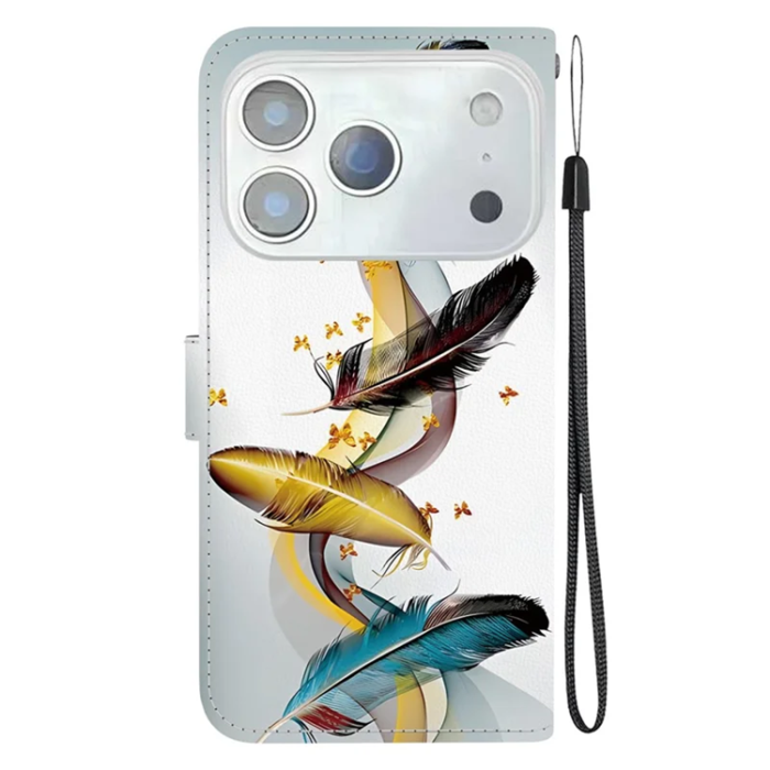 A-One Brand - iPhone 17 Pro Max Plånboksfodral Med Lanyard - Butterfly Feather