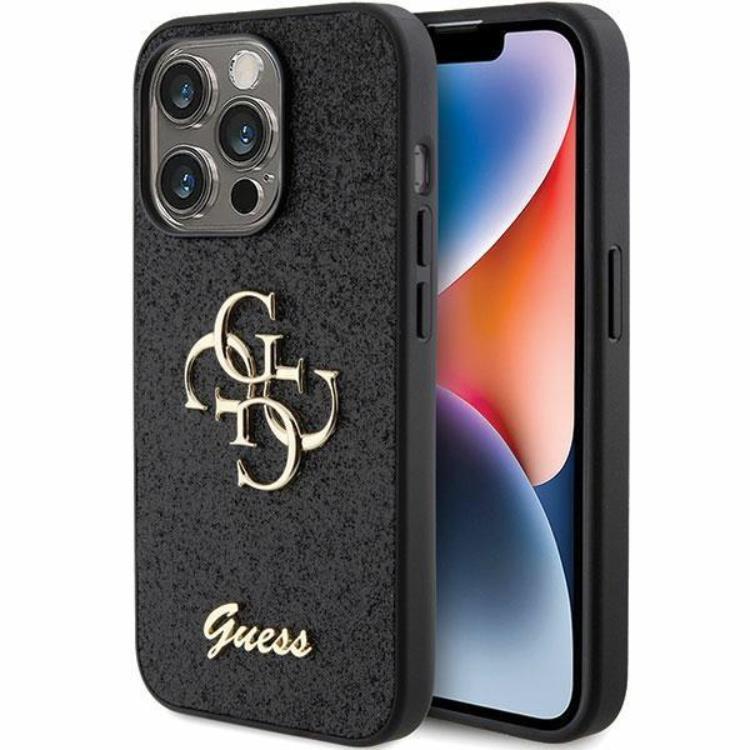 Guess iPhone 15 Pro Mobilskal Glitter Script Big - Svart | 2353 | AlltMobil